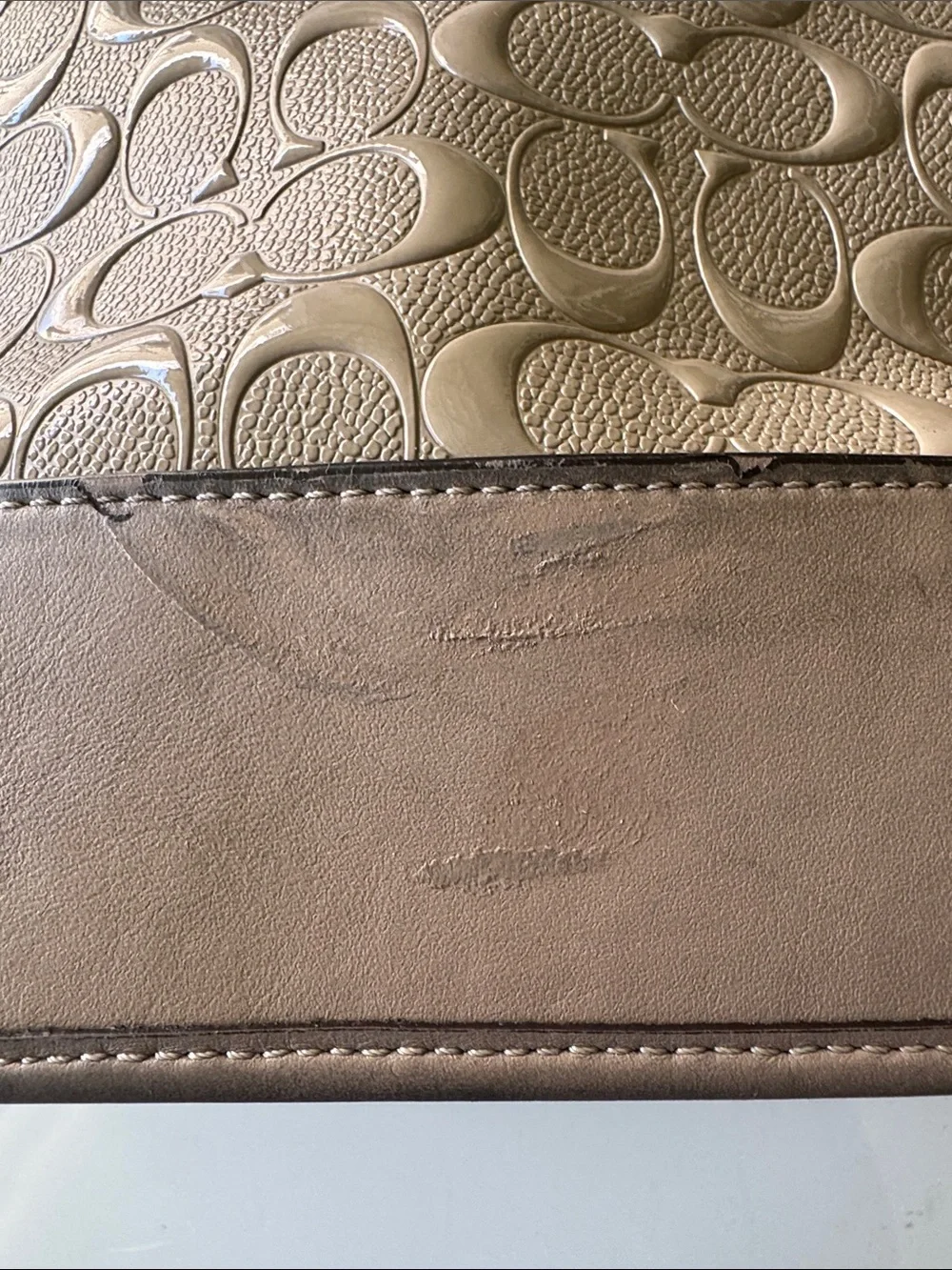 Coach Metallic Taupe Signature Dome Satchel